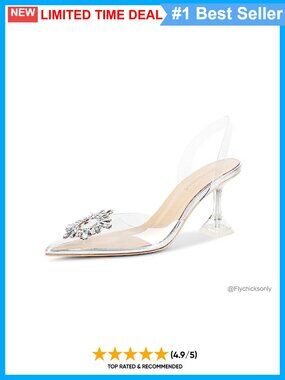 Clear Rhinestone Slingback Heels Pointed Toe Wedding Sandals